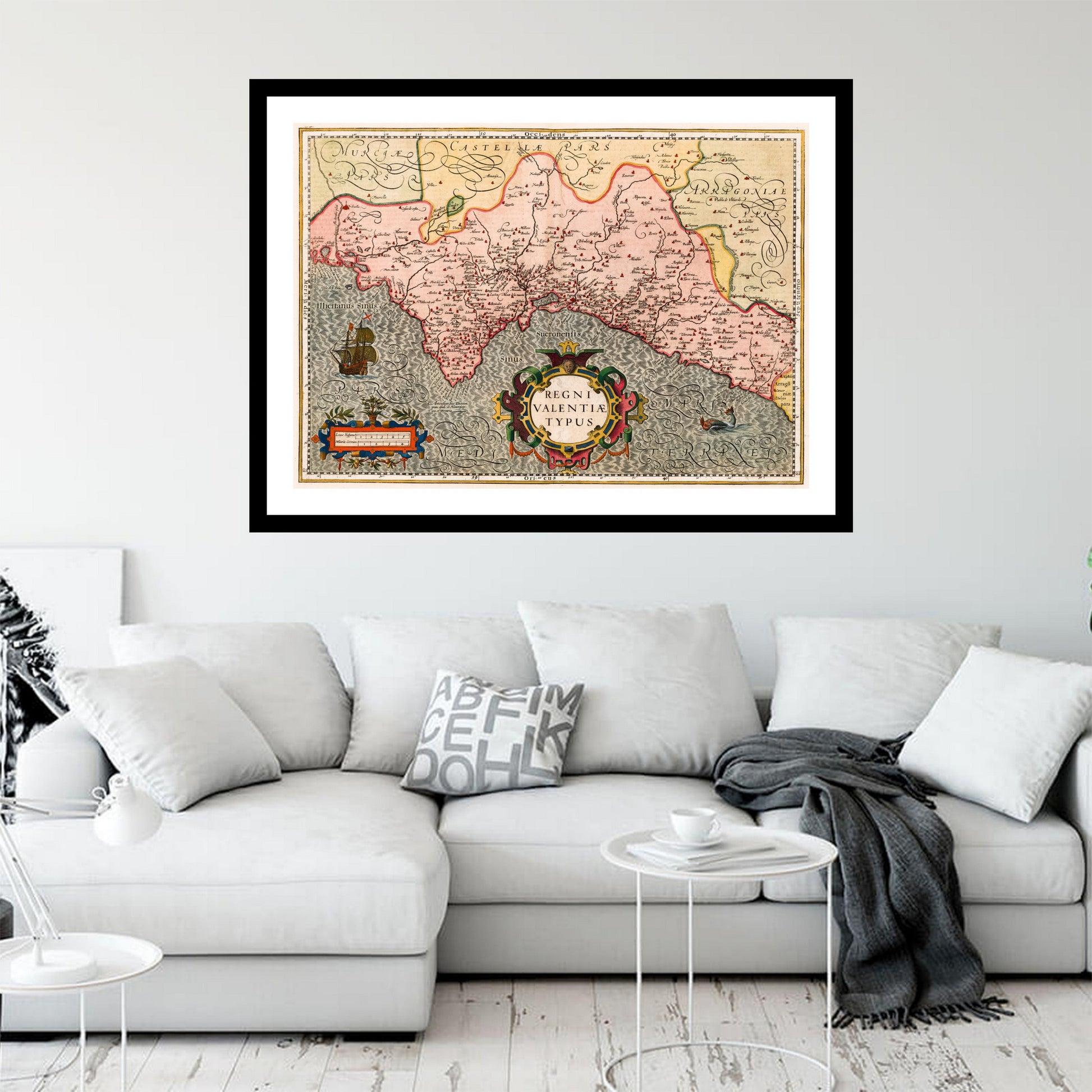 Antique map of Valencia from 1623 - art print. Vintage poster from the old maps of Spain collection