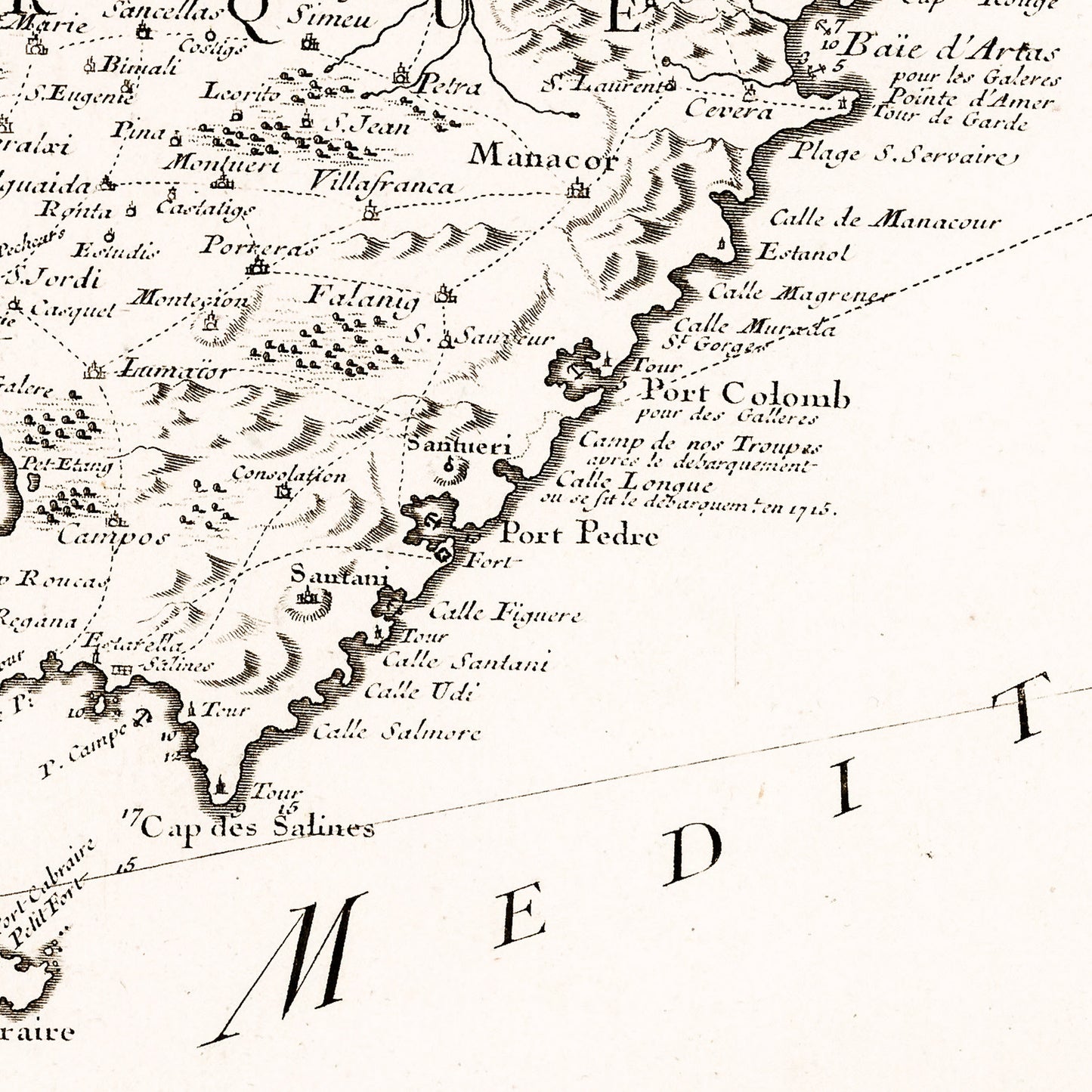 Mallorca Menorca Spain 1740 - Old Antique Map - Art Print