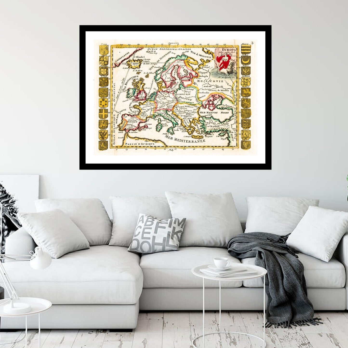 Antique map of Europe from 1706 - art print. Vintage poster from the old maps of Europe collection