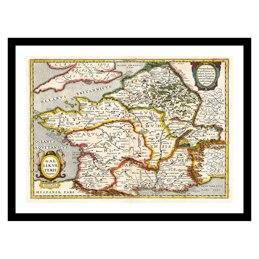 Antique map of France from 1657 - art print. Vintage poster from the old maps of France collection