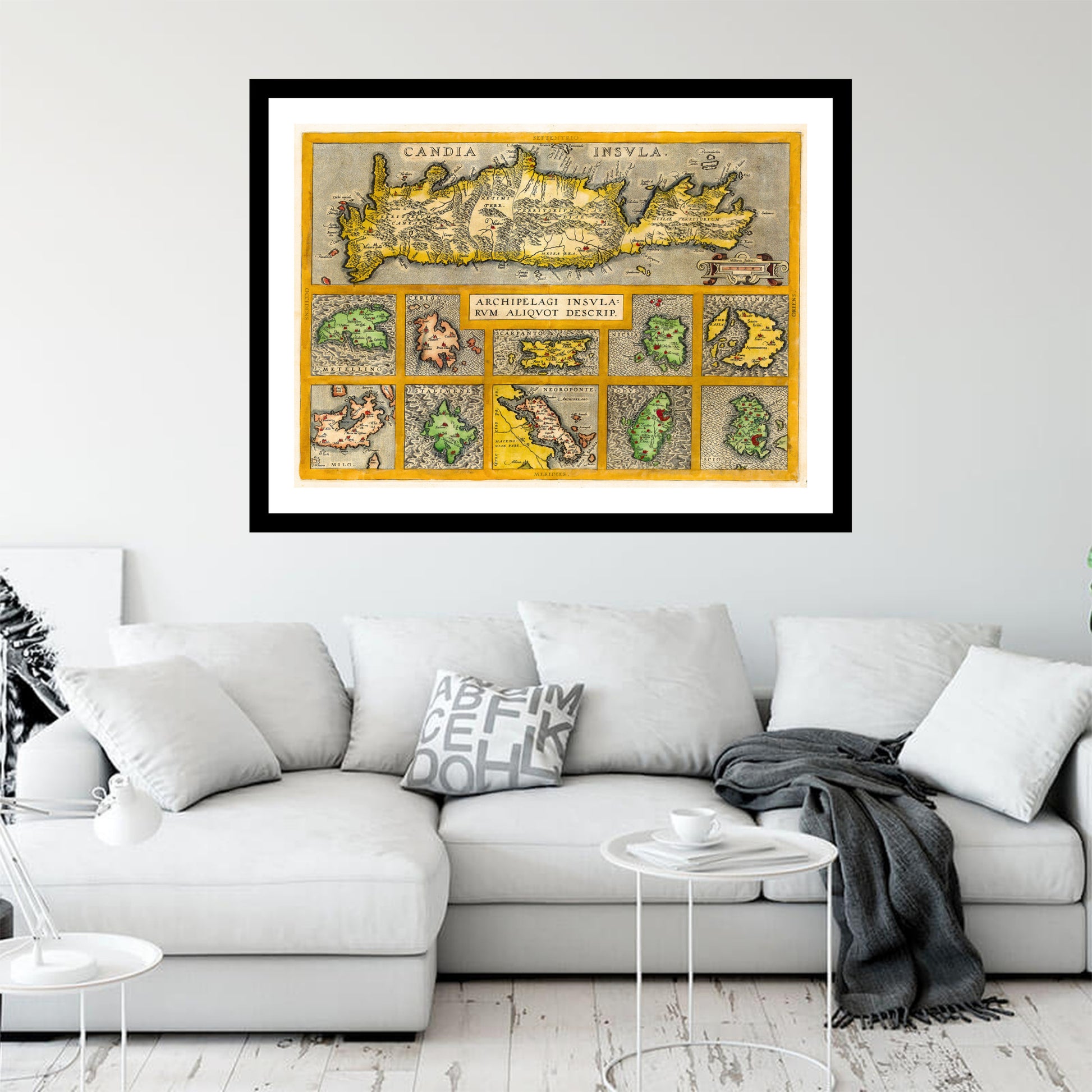 Antique map of Crete from 1584 - art print. Vintage poster from the old maps of Greece collection