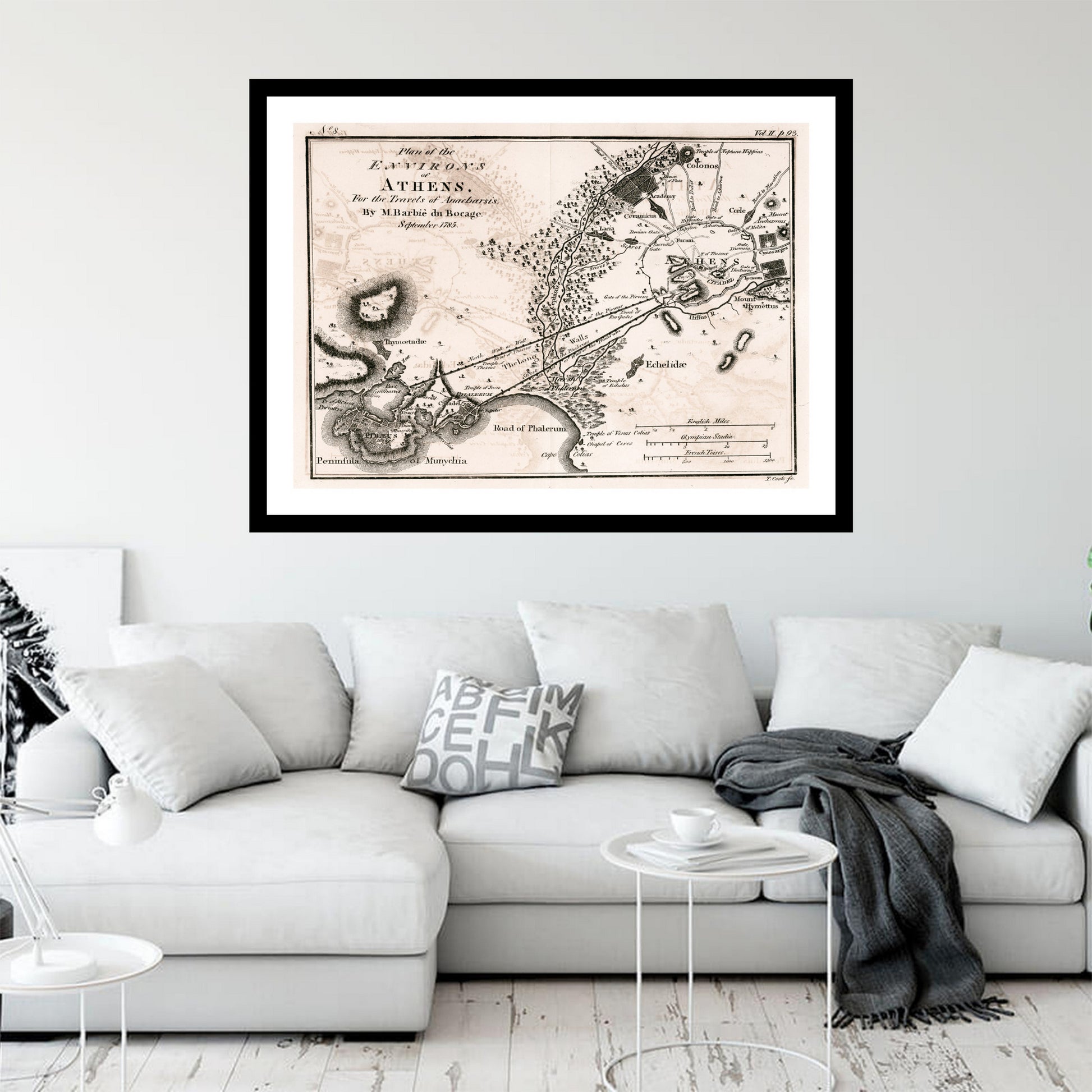 Antique map of Athens from 1785 - art print. Vintage poster from the old maps of Greece collection