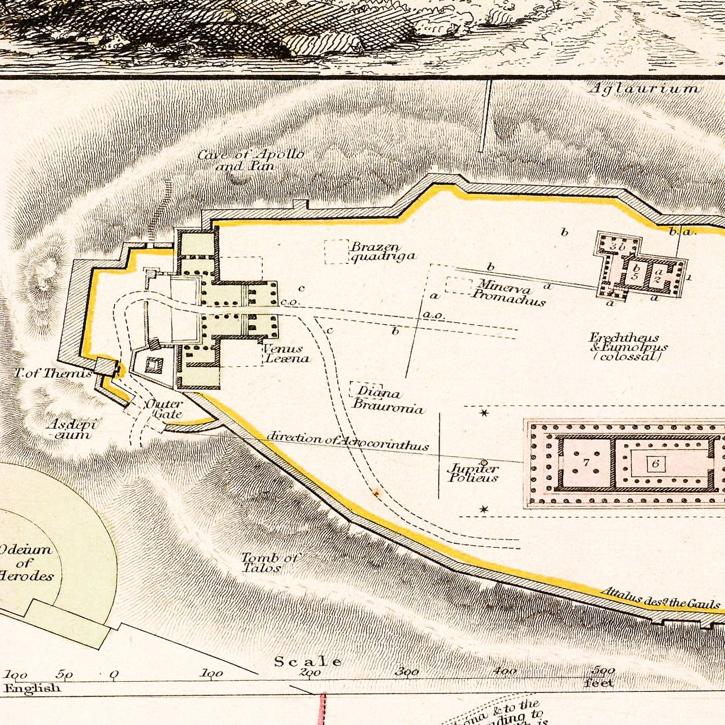 Athens Greece 1832 - Old Antique Map - Art Print