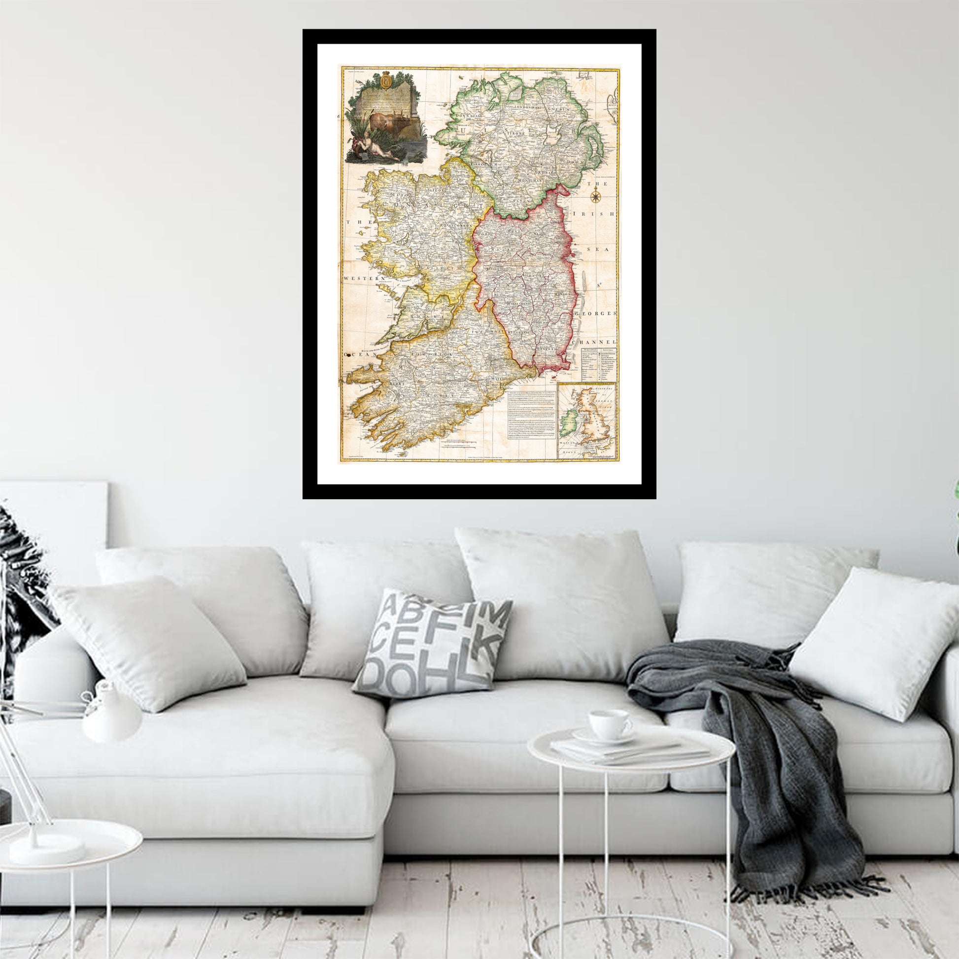 Antique map of Ireland from 1794 - art print. Vintage poster from the old maps of Ireland collection