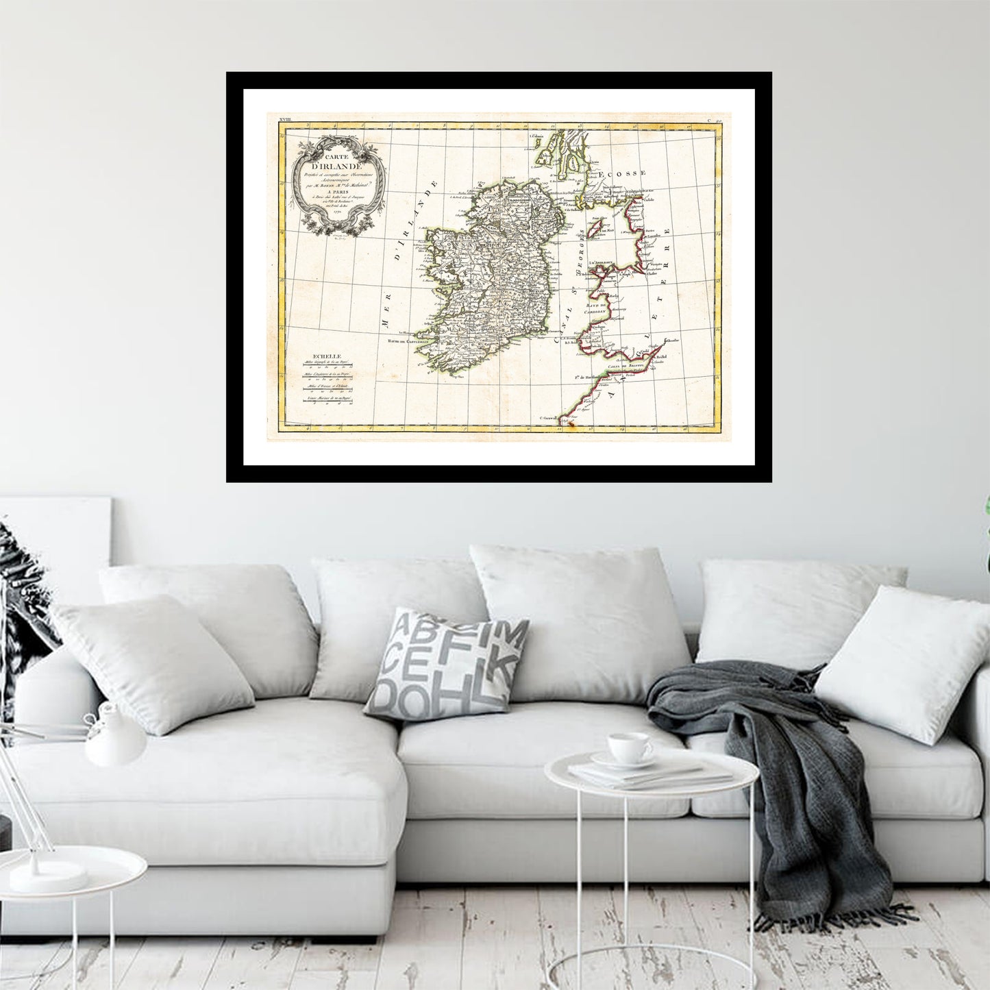 Antique map of Ireland from 1771 - art print. Vintage poster from the old maps of Ireland collection