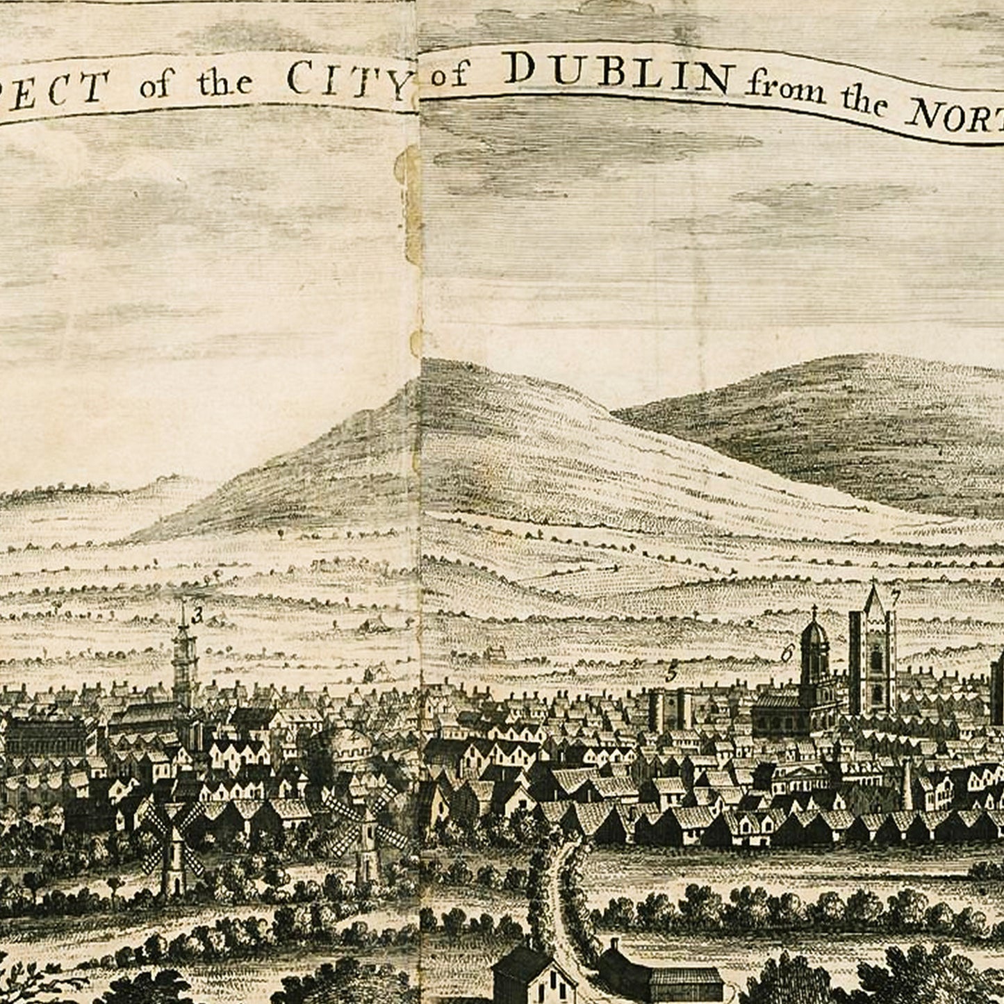 Dublin Ireland 1730 - Old Antique Map - Art Print