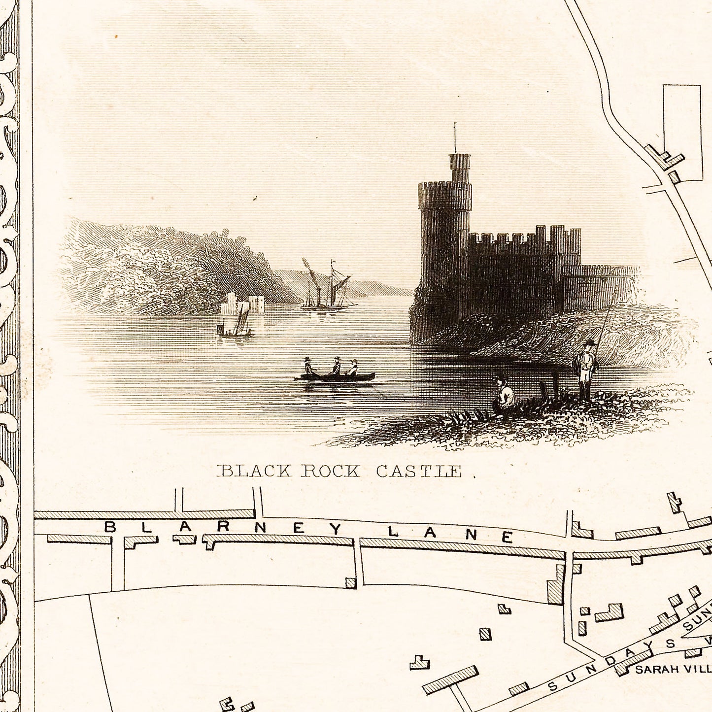 Cork Ireland 1851 - Old Antique Map - Art Print