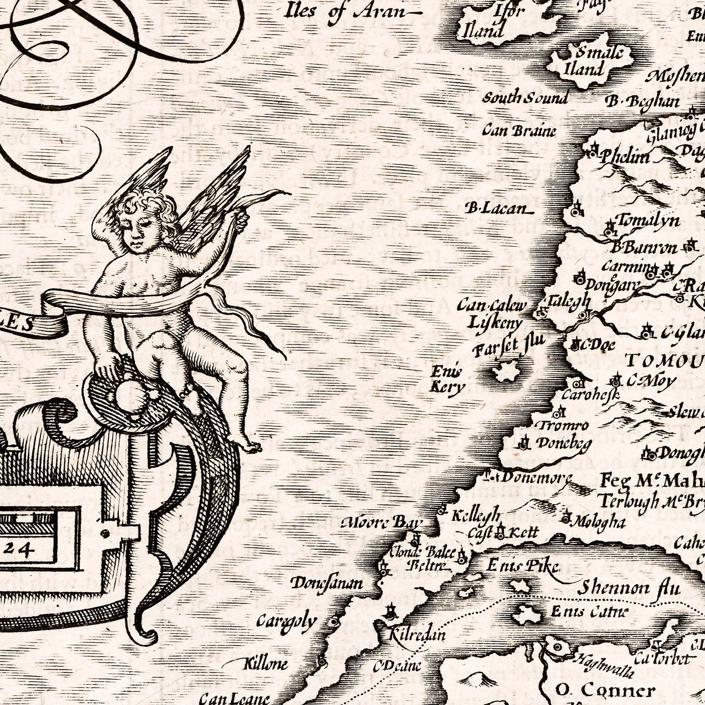 Galway Ireland 1610 - Old Antique Map - Art Print