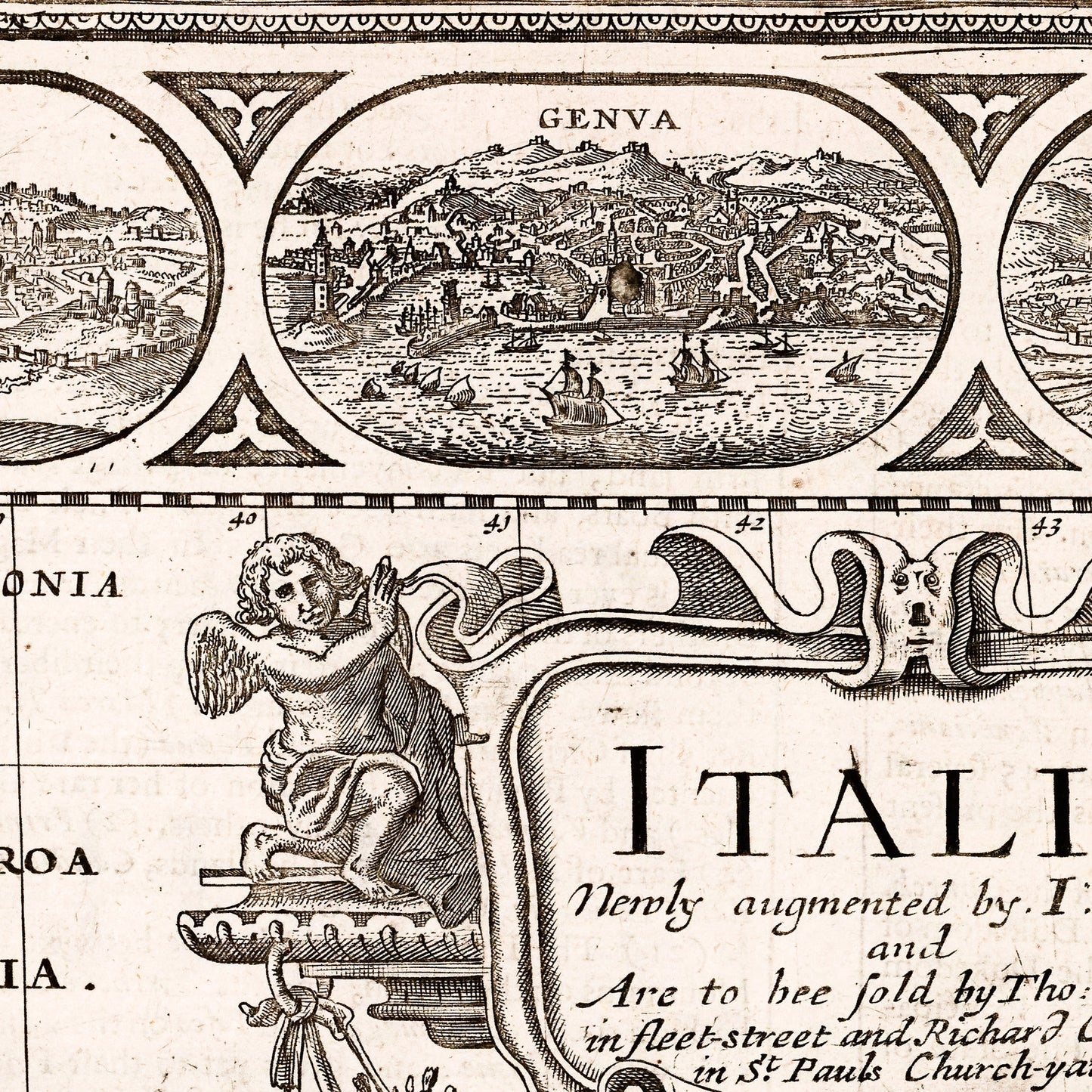 Italy 1676 - Old Antique Map - Art Print