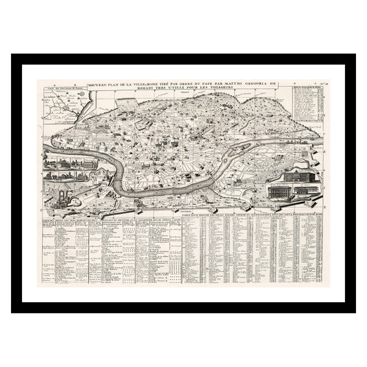 Antique map of Rome from 1718 - art print. Vintage poster from the old maps of Italy collection