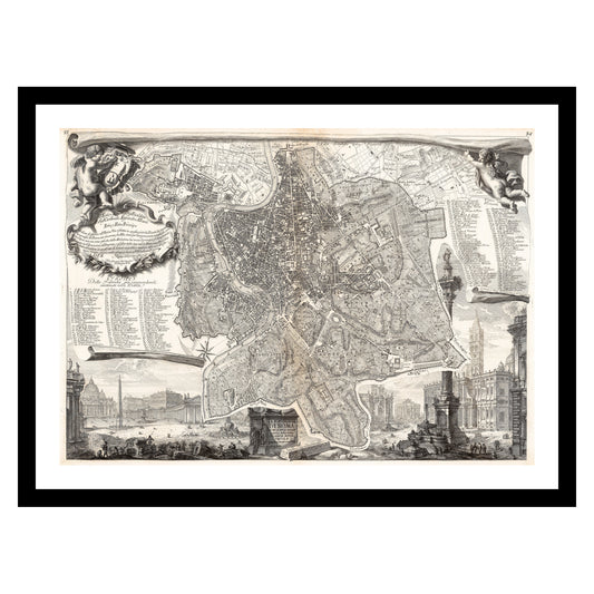 Antique map of Rome from 1748 - art print. Vintage poster from the old maps of Italy collection