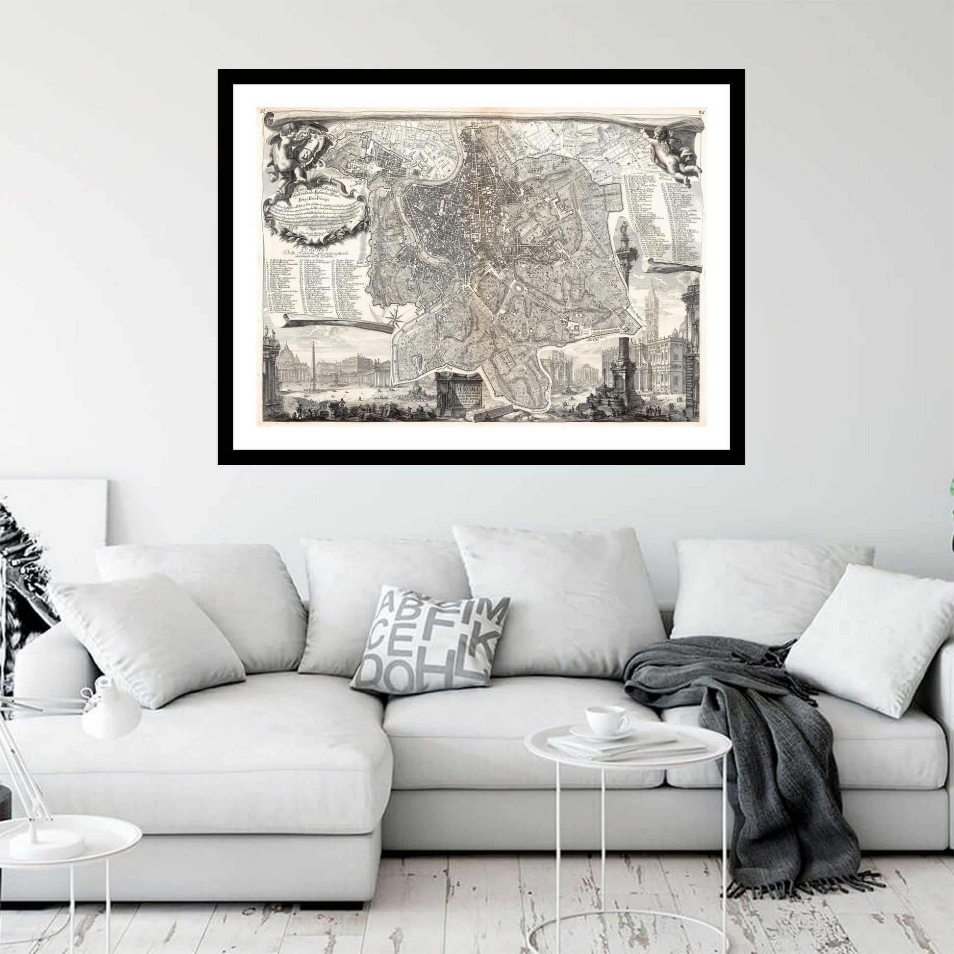 Antique map of Rome from 1748 - art print. Vintage poster from the old maps of Italy collection