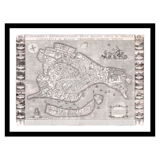 Antique map of Venice from 1729 - art print. Vintage poster from the old maps of Italy collection