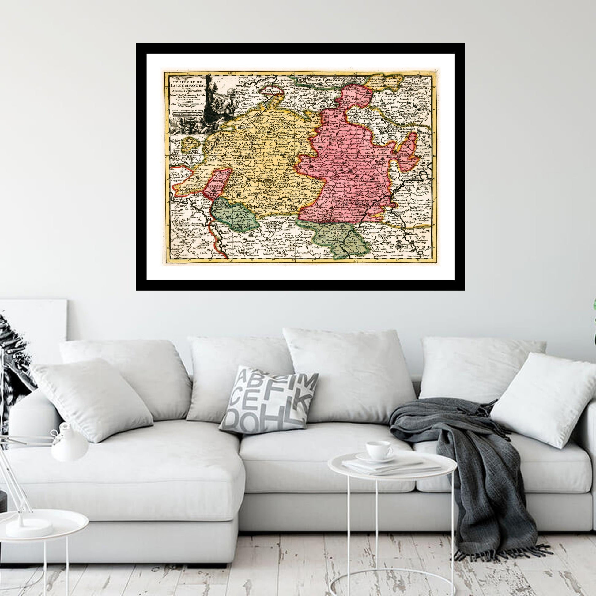 Antique map of Luxembourg from 1714 - art print. Vintage poster from the old maps of Luxembourg collection