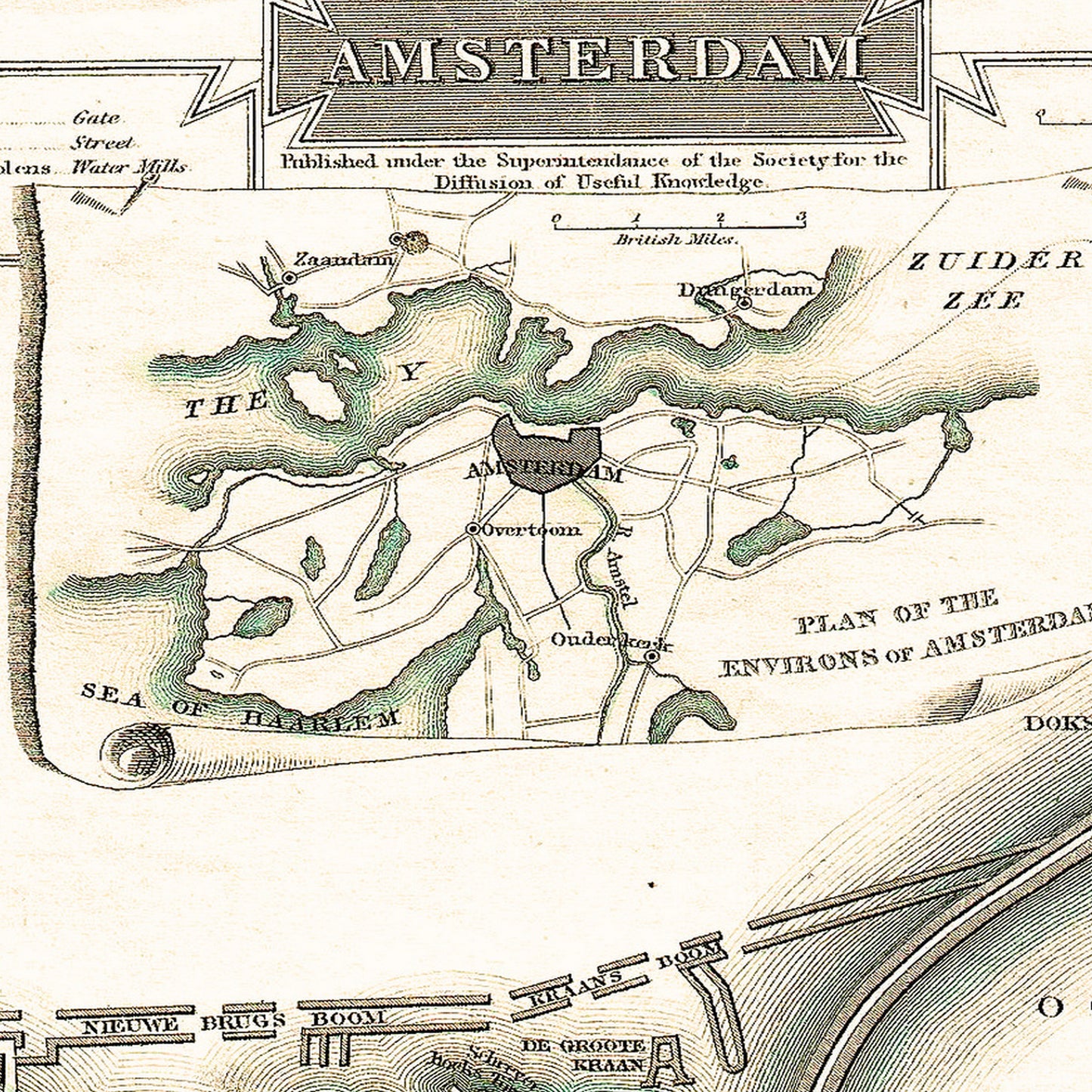 Amsterdam Netherlands 1835 - Old Antique Map - Art Print