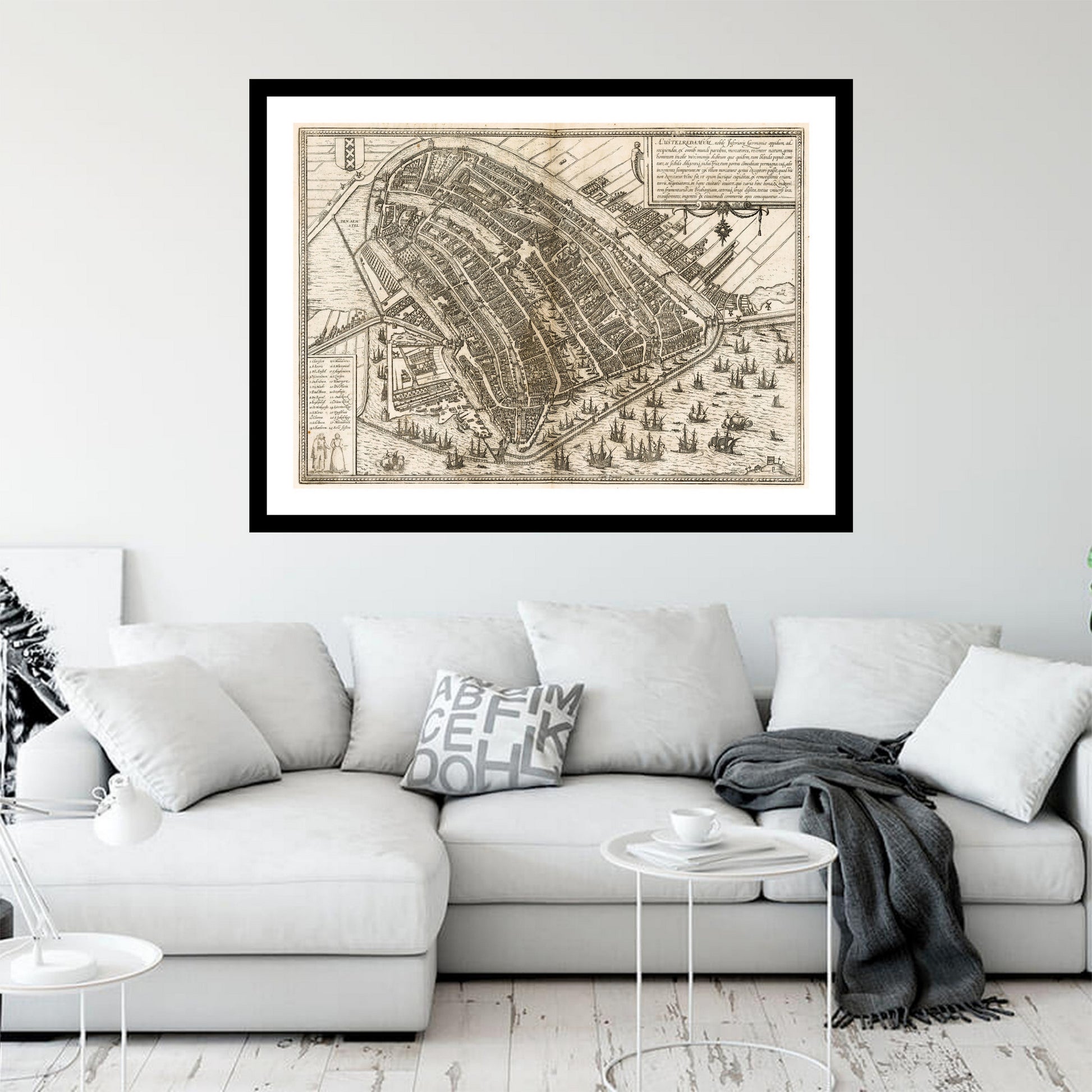 Antique map of Amsterdam from 1575 - art print. Vintage poster from the old maps of Netherlands collection