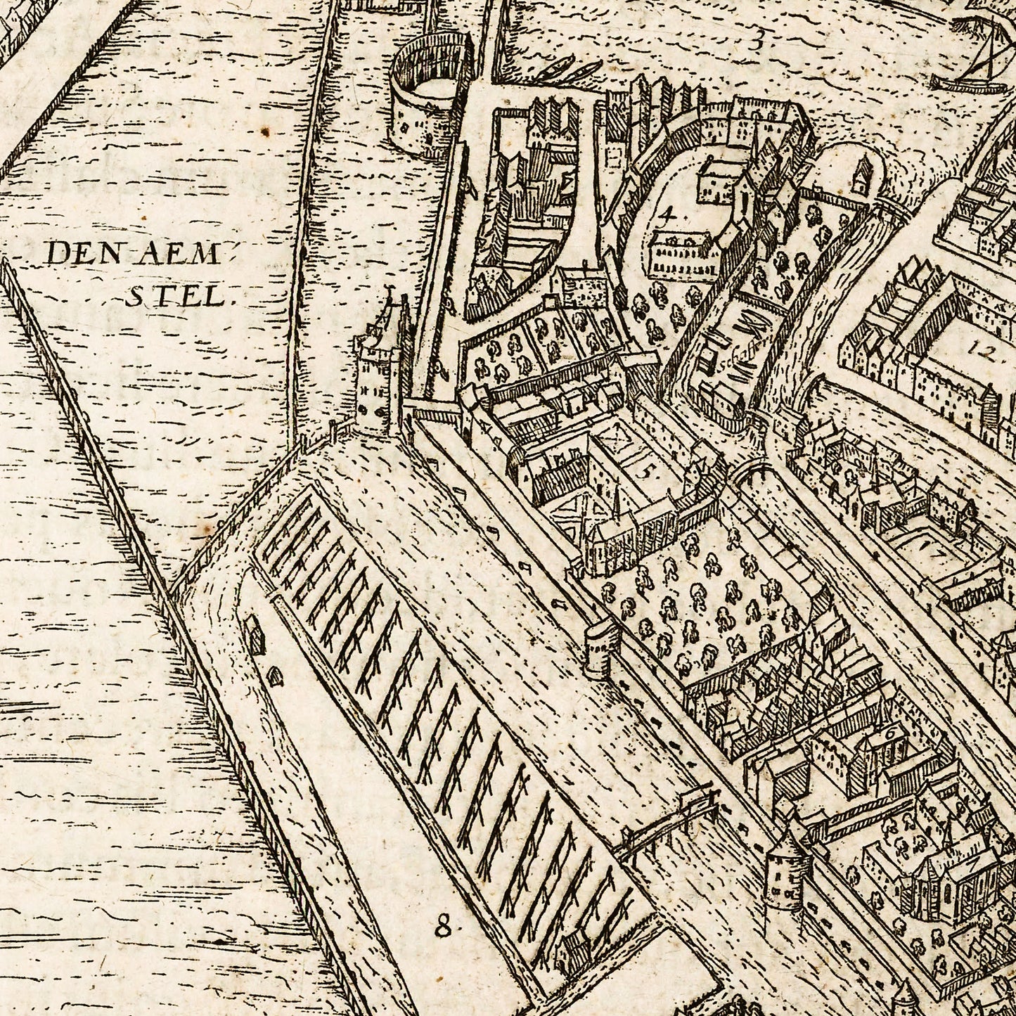 Amsterdam Netherlands 1575 - Old Antique Map - Art Print