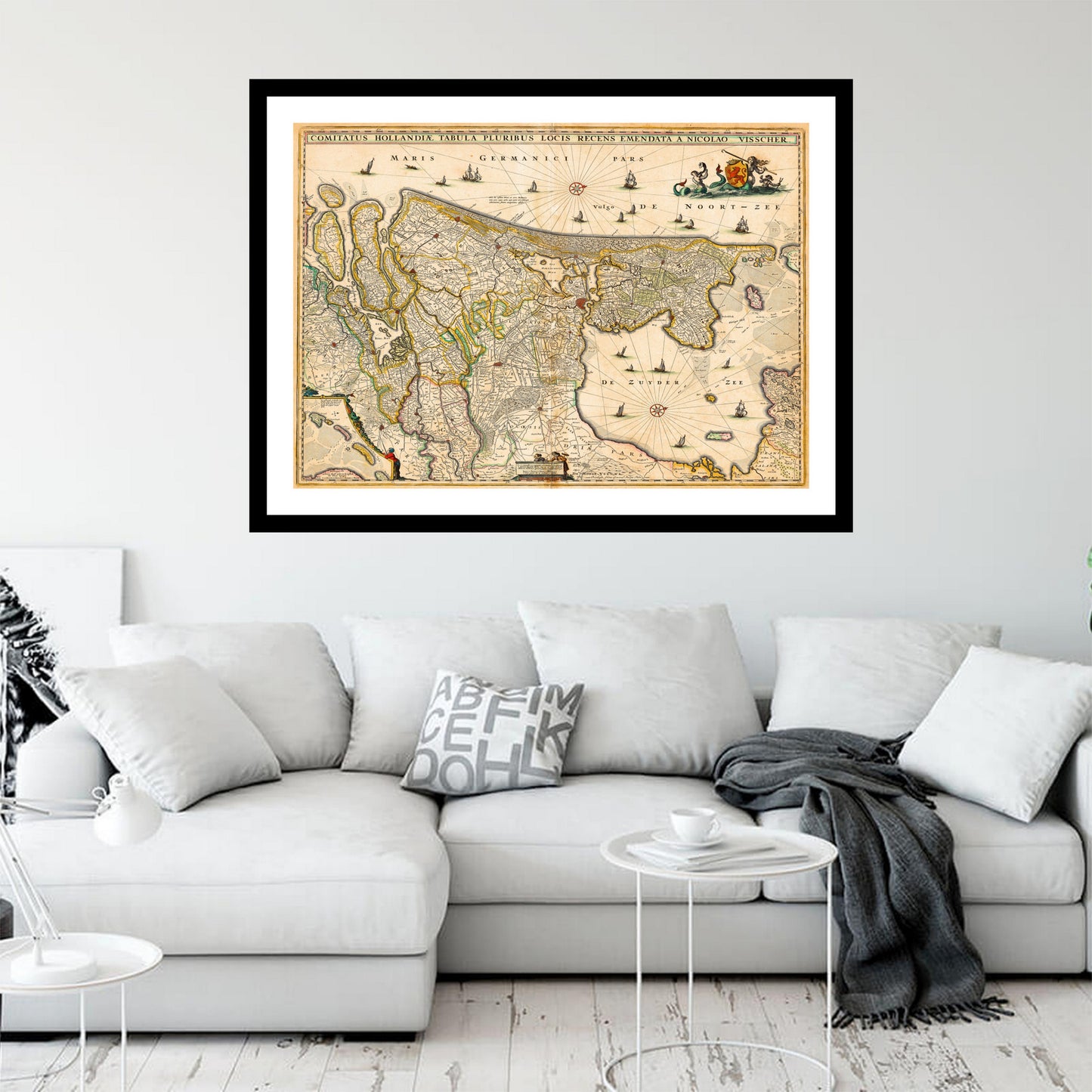 Antique map of Amsterdam from 1690 - art print. Vintage poster from the old maps of Netherlands collection