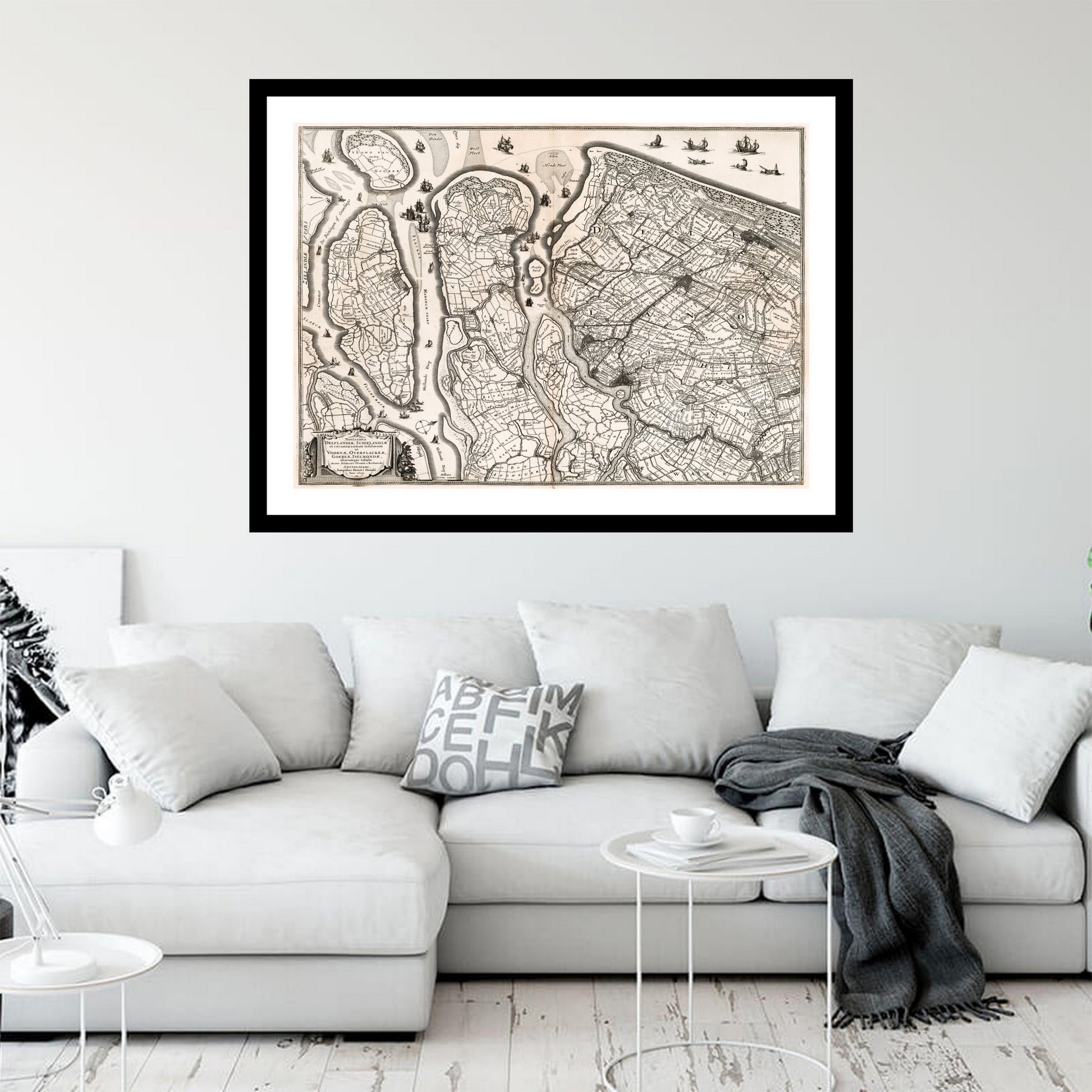 Antique map of Rotterdam from 1629 - art print. Vintage poster from the old maps of Netherlands collection