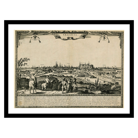 Antique map of Krakow from 1690 - art print. Vintage poster from the old maps of Poland collection