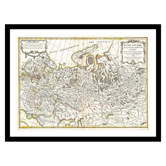 Antique map of Russia from 1775 - art print. Vintage poster from the old maps of Russia collection