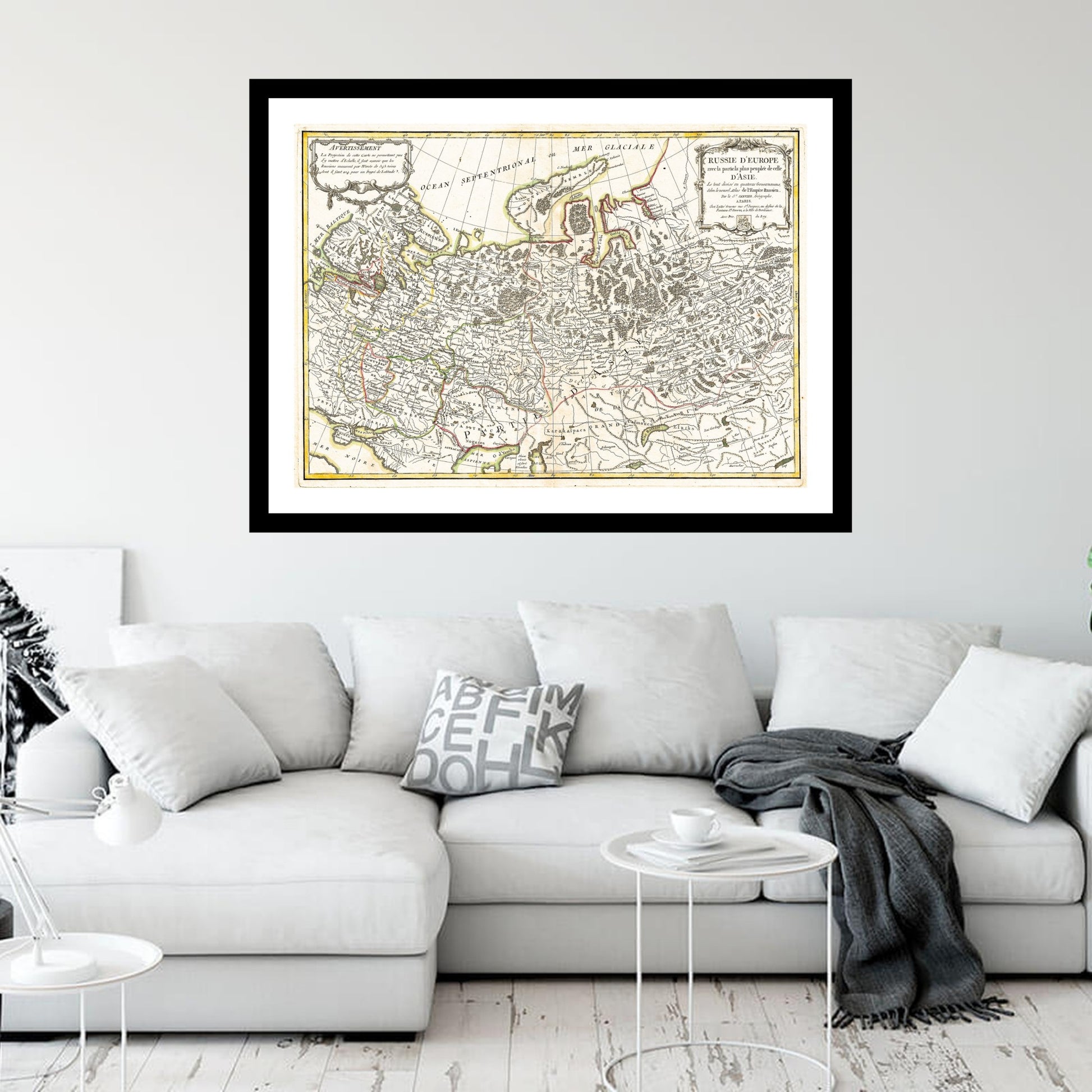 Antique map of Russia from 1775 - art print. Vintage poster from the old maps of Russia collection