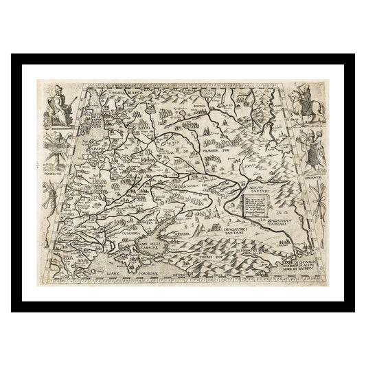 Antique map of Moscow from 1566 - art print. Vintage poster from the old maps of Russia collection