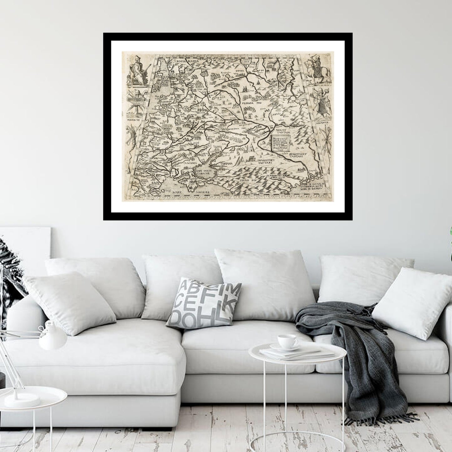 Antique map of Moscow from 1566 - art print. Vintage poster from the old maps of Russia collection