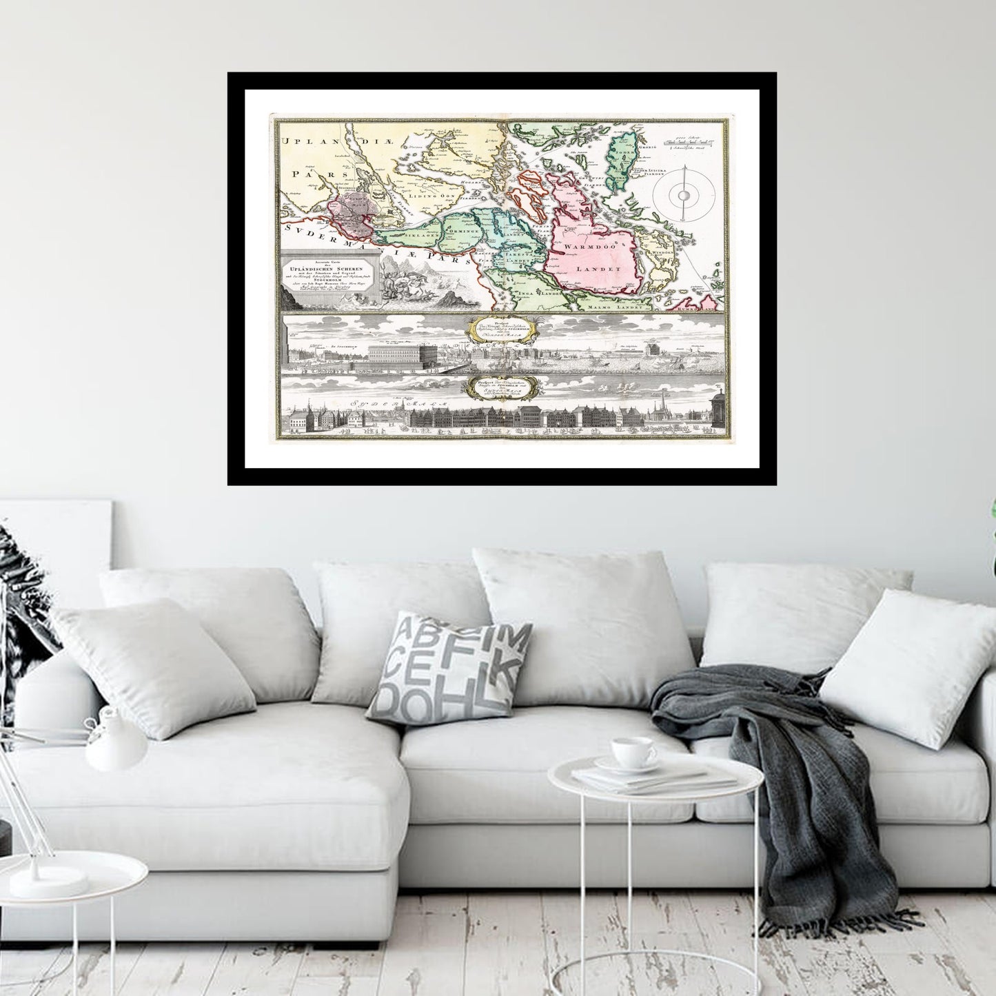 Antique map of Stockholm from 1716 - art print. Vintage poster from the old maps of Sweden collection