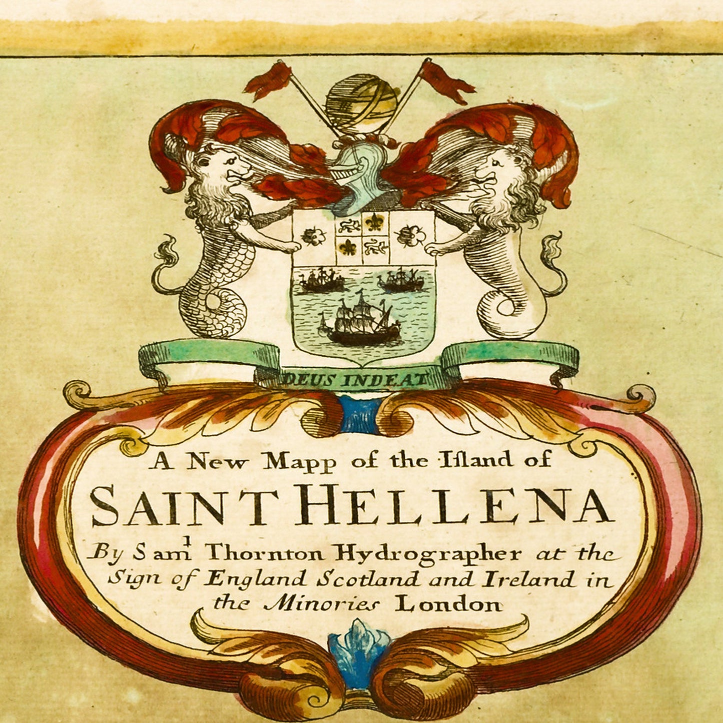 Saint Helena South Atlantic Ocean 1702 – Sea Marine - Old Antique Map - Art Print