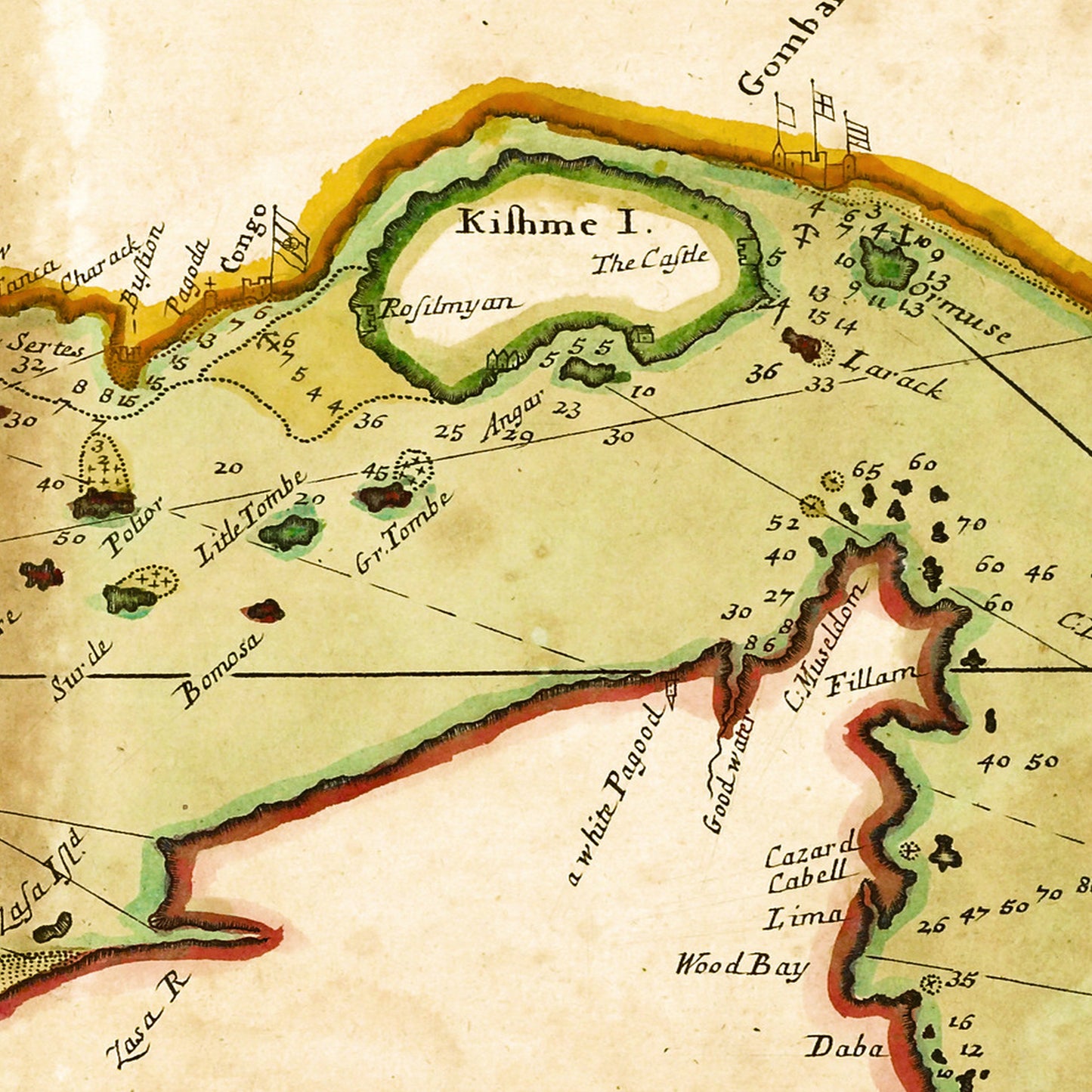 Persian Arabian Gulf 1702 – Sea Marine - Old Antique Map - Art Print