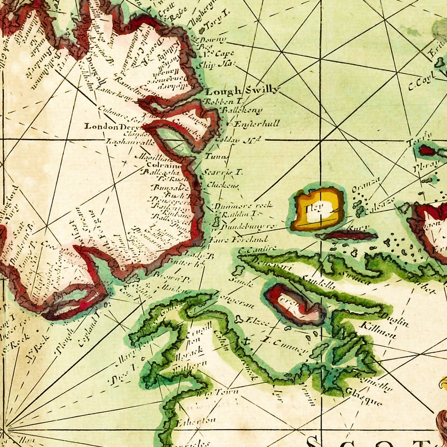 British Isles North Atlantic Ocean 1702 – Sea Marine - Old Antique Map - Art Print