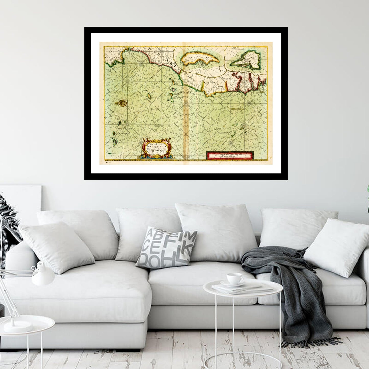 Antique map of Cape Verde North Atlantic Ocean from 1702 - art print. Vintage poster from the old maps of Sea Marine collection