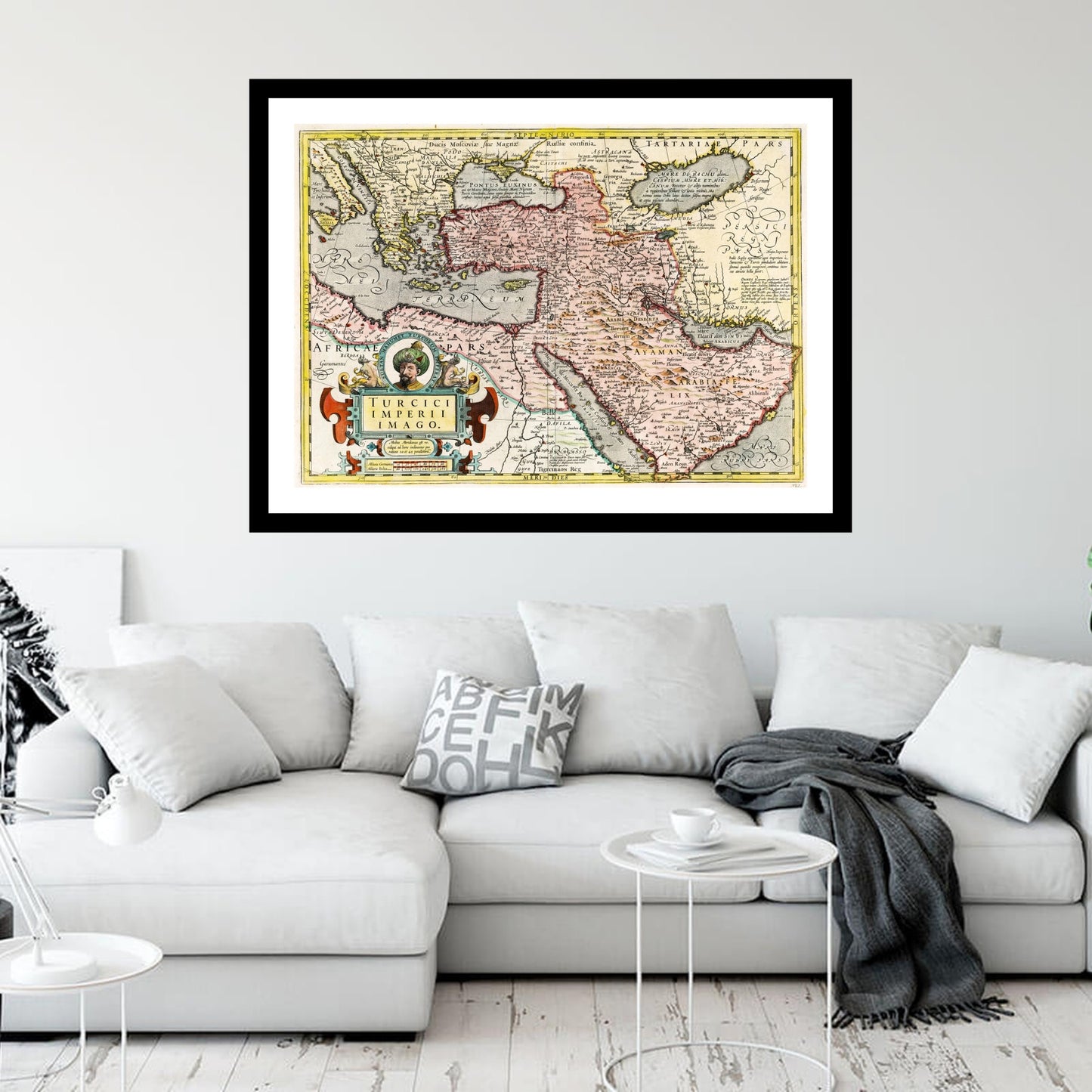 Antique map of Ottoman Empire from 1600 - art print. Vintage poster from the old maps of Turkey collection