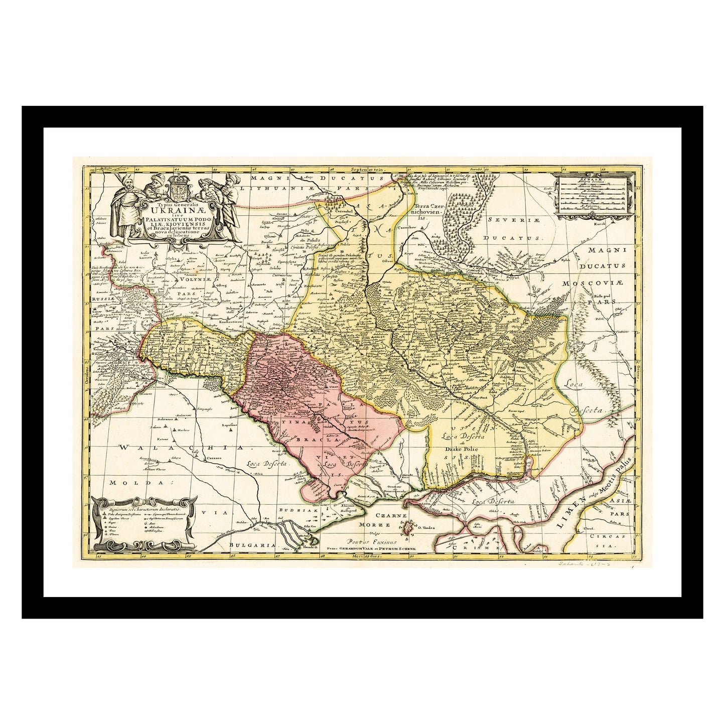 Antique map of Ukraine from 1705 - art print. Vintage poster from the old maps of Ukraine collection