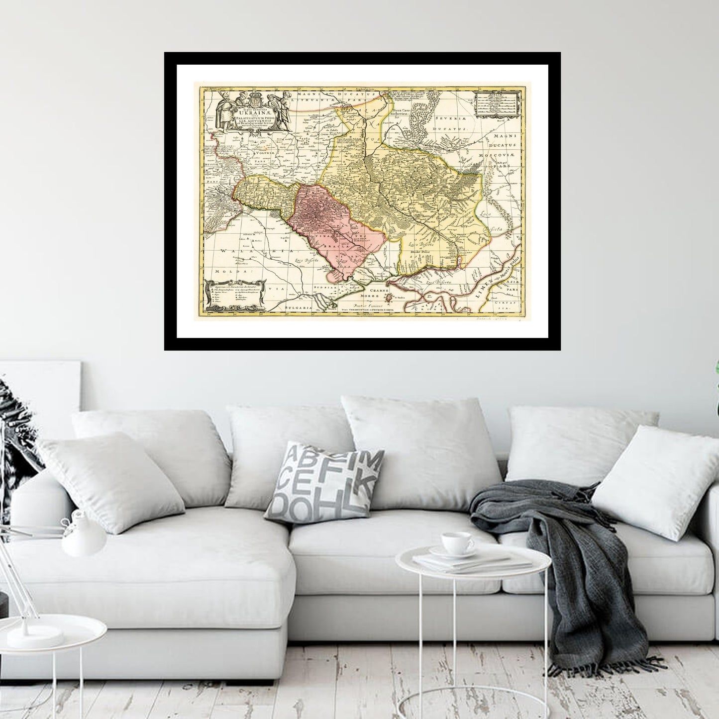 Antique map of Ukraine from 1705 - art print. Vintage poster from the old maps of Ukraine collection