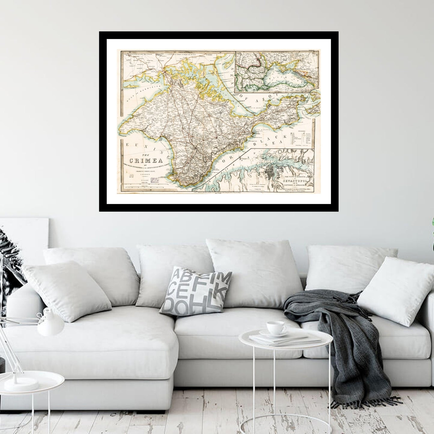 Antique map of Crimea from 1855 - art print. Vintage poster from the old maps of Ukraine collection