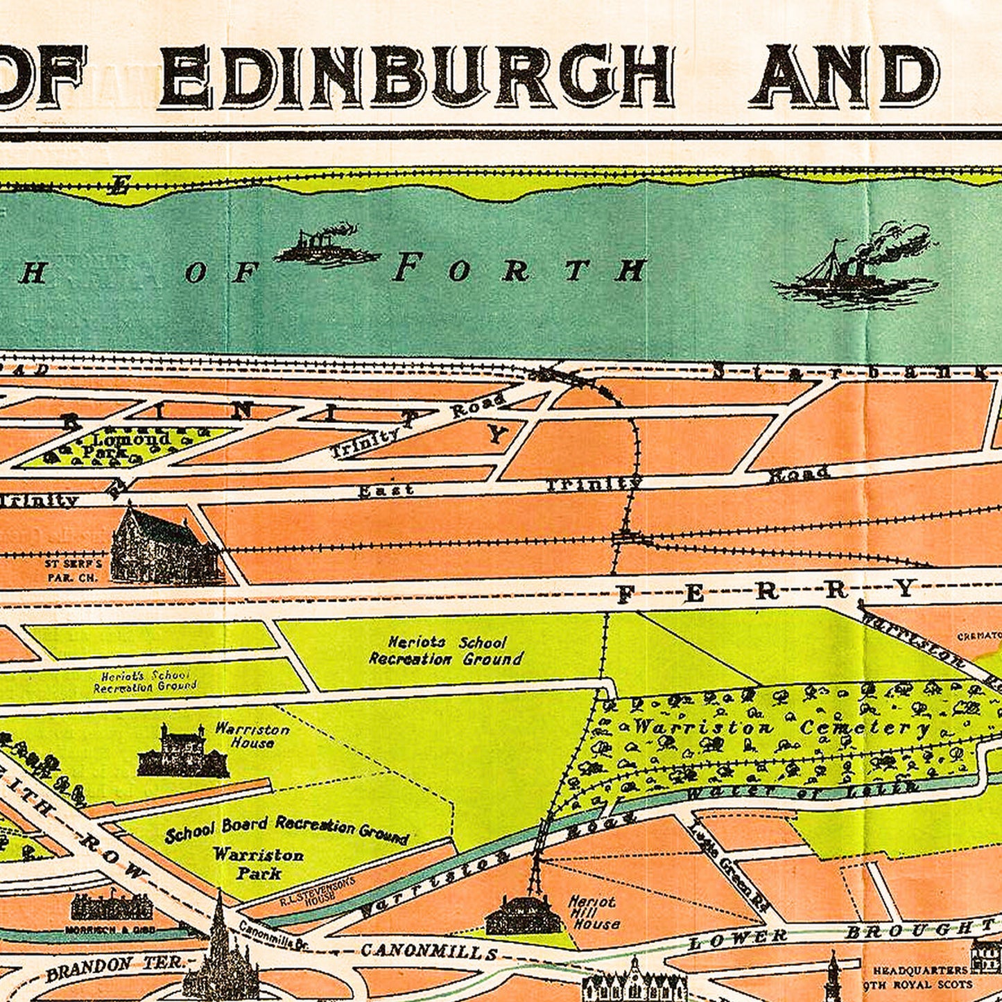 Edinburgh Scotland UK 1935 - Old Antique Map - Art Print