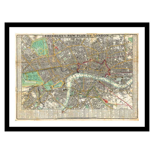 Antique map of London from 1848 - art print. Vintage poster from the old maps of United Kingdom collection