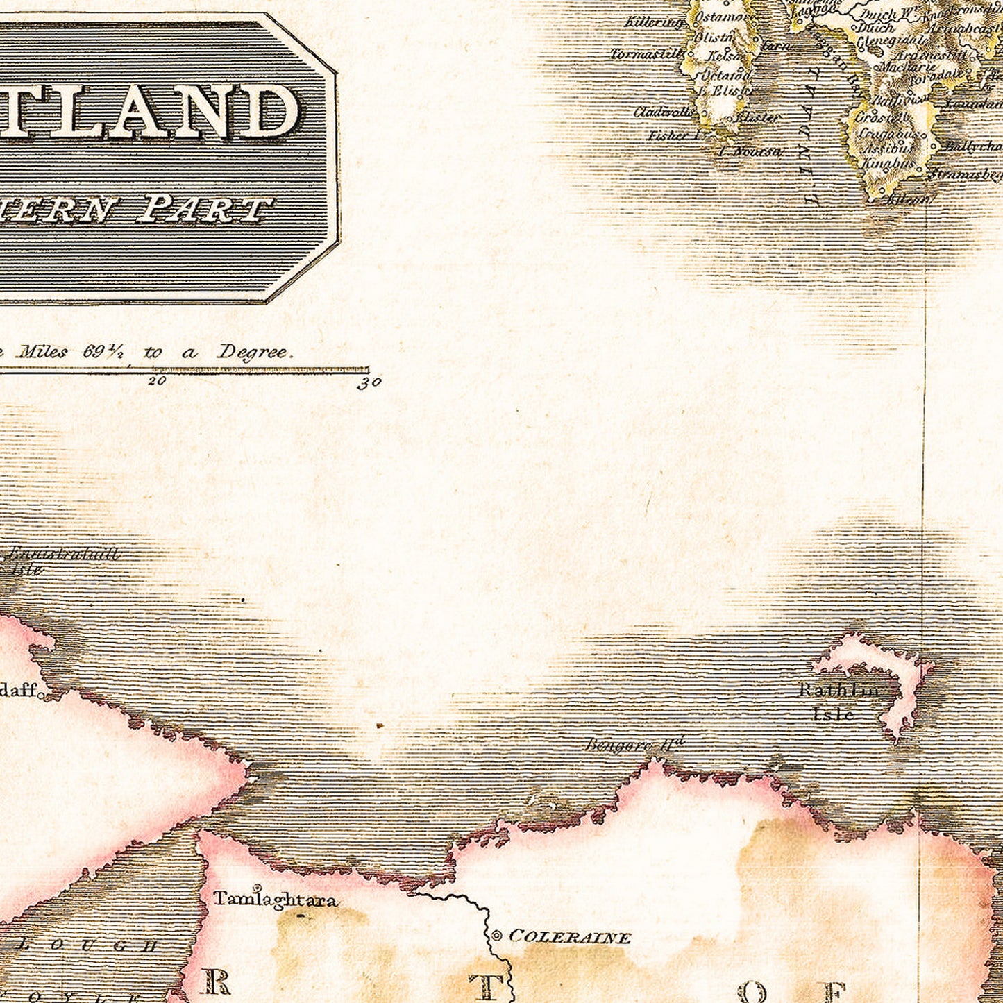 Scotland UK 1818 - Old Antique Map - Art Print