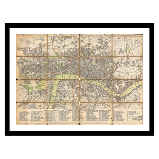 Antique map of London from 1795 - art print. Vintage poster from the old maps of United Kingdom collection