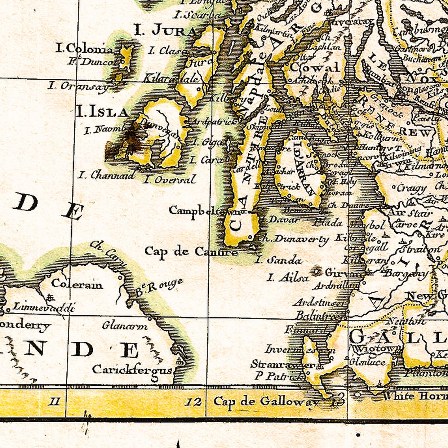 Scotland UK 1772 - Old Antique Map - Art Print