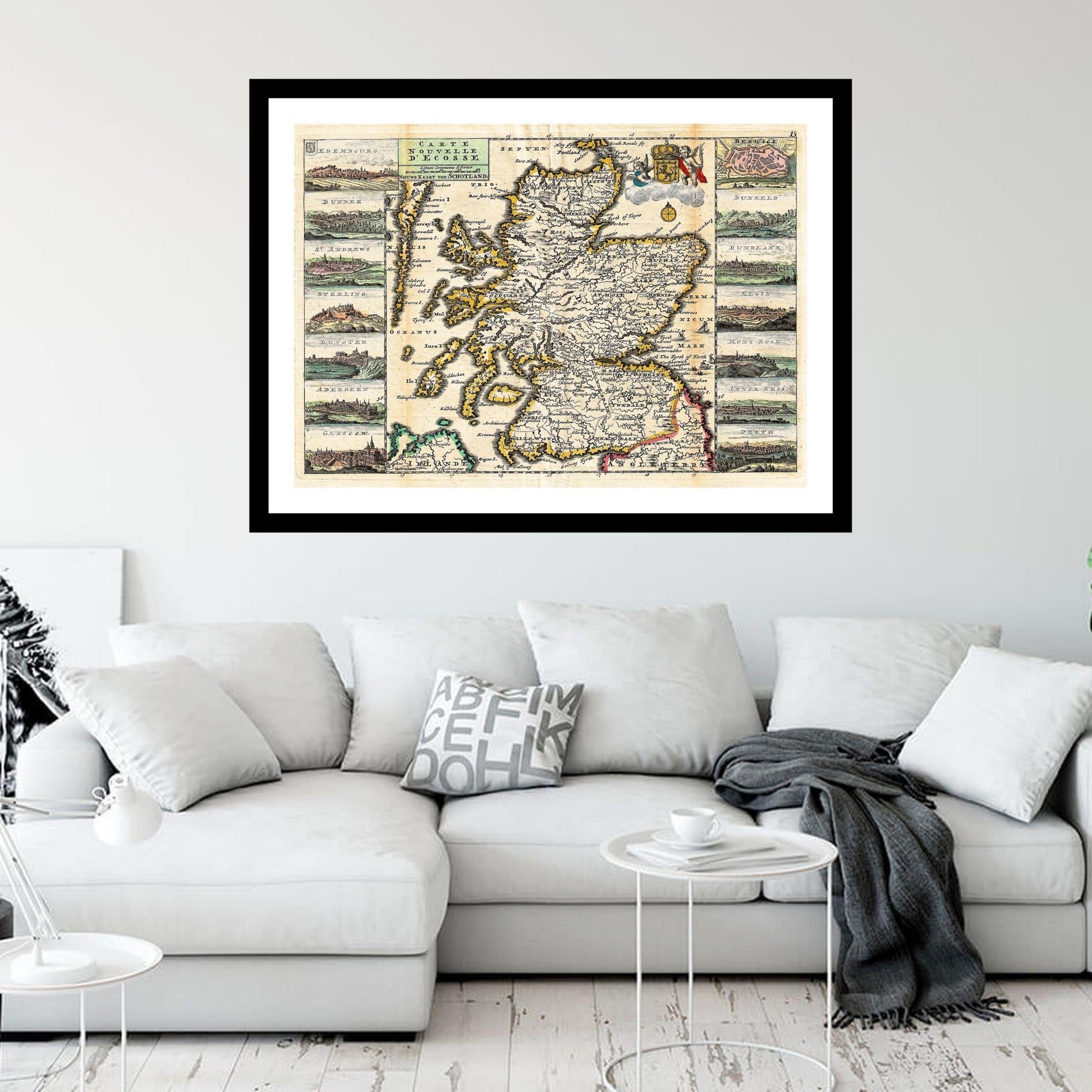 Antique map of Scotland from 1747 - art print. Vintage poster from the old maps of United Kingdom collection