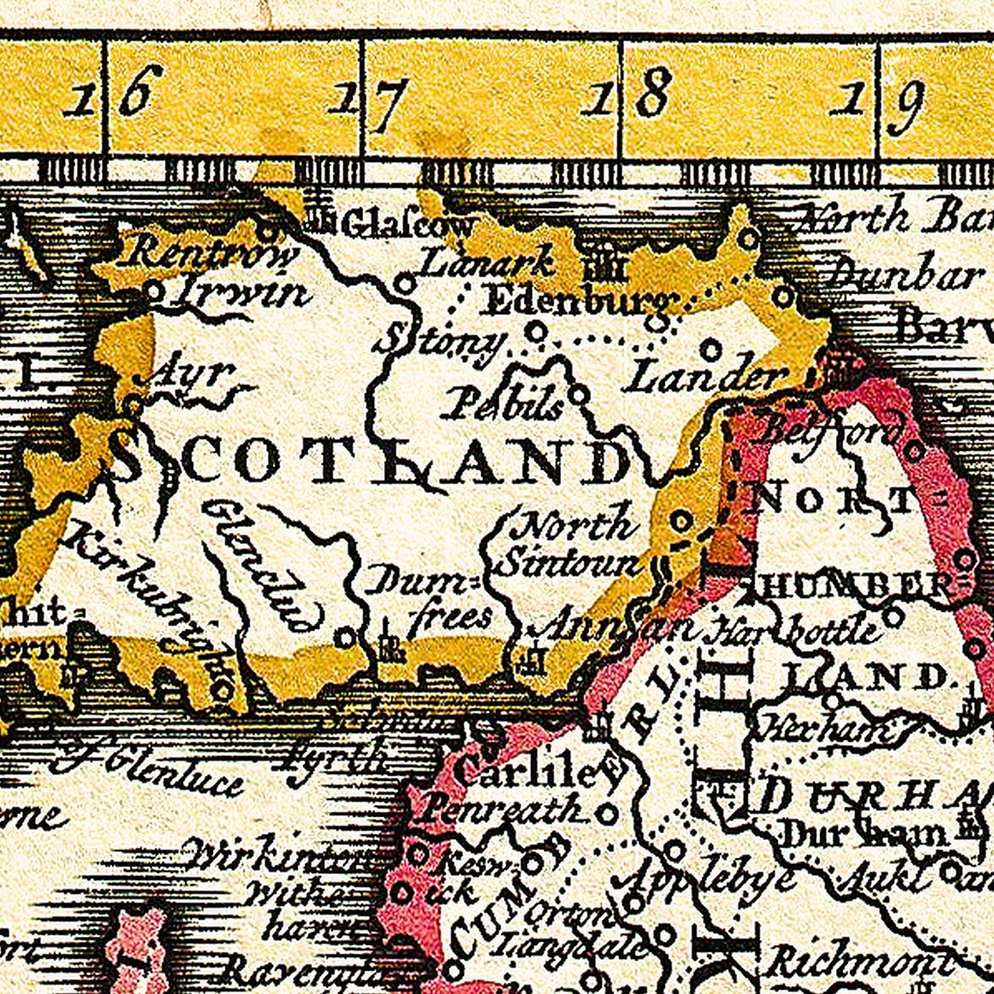 British Isles UK 1747 - Old Antique Map - Art Print