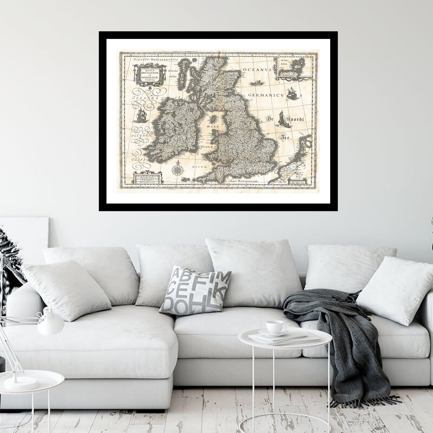 Antique map of British Isles from 1631 - art print. Vintage poster from the old maps of United Kingdom collection