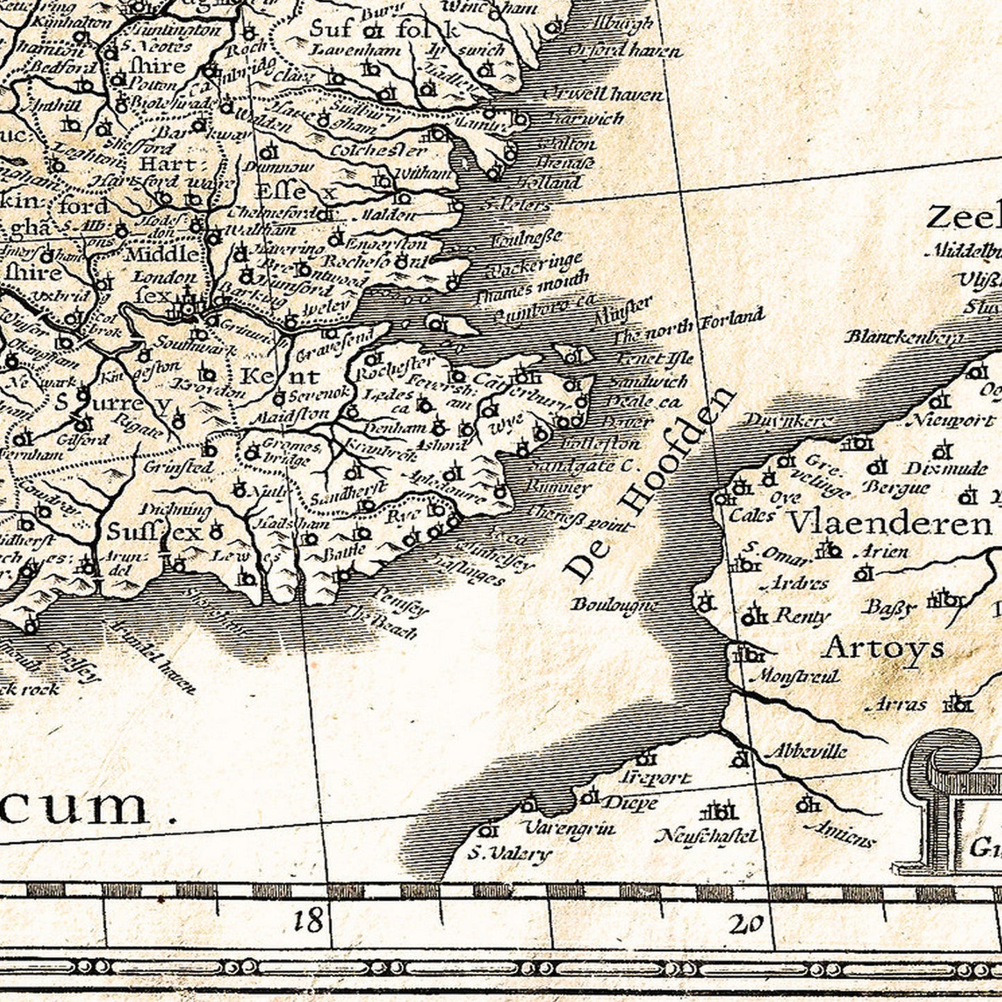 British Isles UK 1631 - Old Antique Map - Art Print