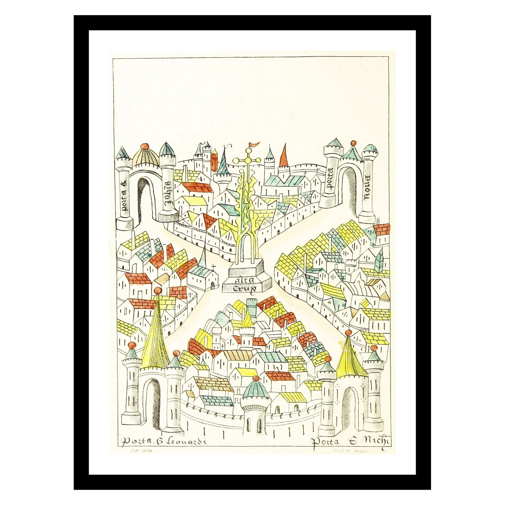 Antique map of Bristol from 1881 - art print. Vintage poster from the old maps of United Kingdom collection