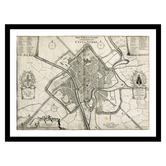 Antique map of York from 1697 - art print. Vintage poster from the old maps of United Kingdom collection