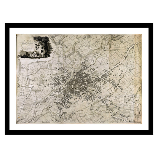 Antique map of Manchester from 1794 - art print. Vintage poster from the old maps of United Kingdom collection