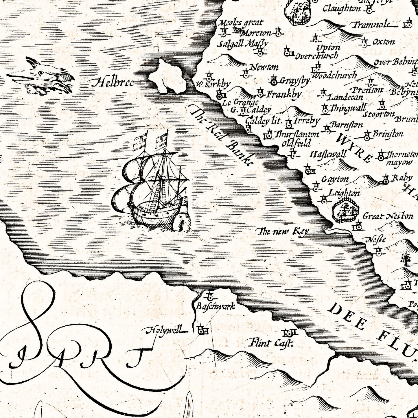 Cheshire England UK 1676 - Old Antique Map - Art Print